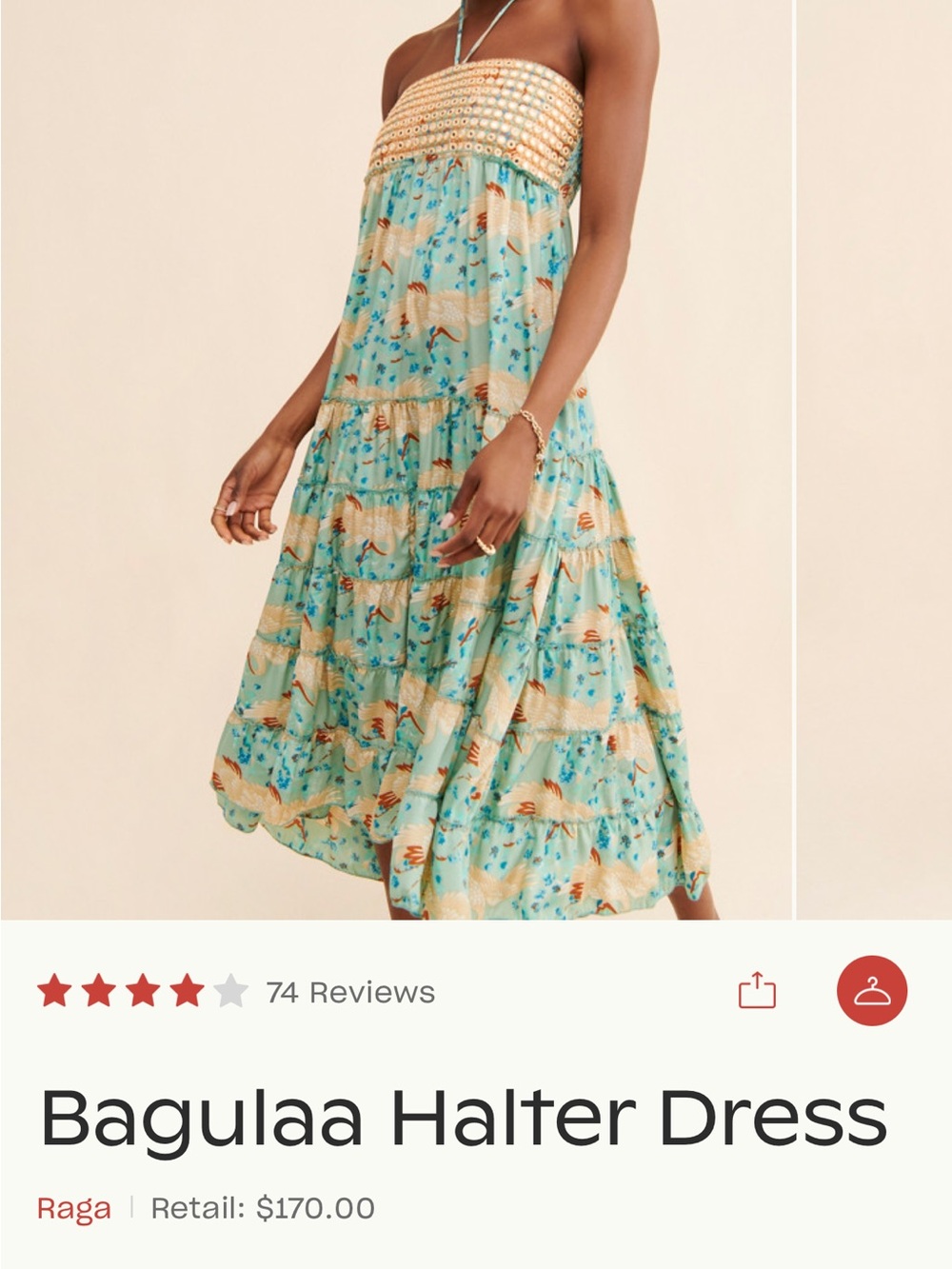 RAGA Strapless Aqua Floral Tiered Sundress